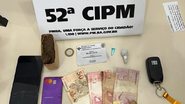 Com o suspeito preso, foram encontradas cocaína e maconha - Divulgação | PM-BA