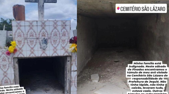 Família denuncia roubo de corpo em cemitério de Jequié - Instagram/@tainaguimaraes_