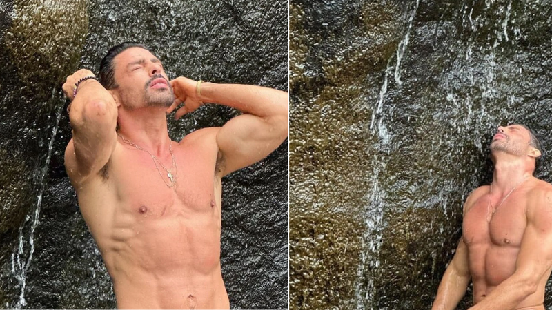 Bnews · Cauão Reymond appears in swimming trunks in a waterfall and becomes a hit on the web: “Bag size”