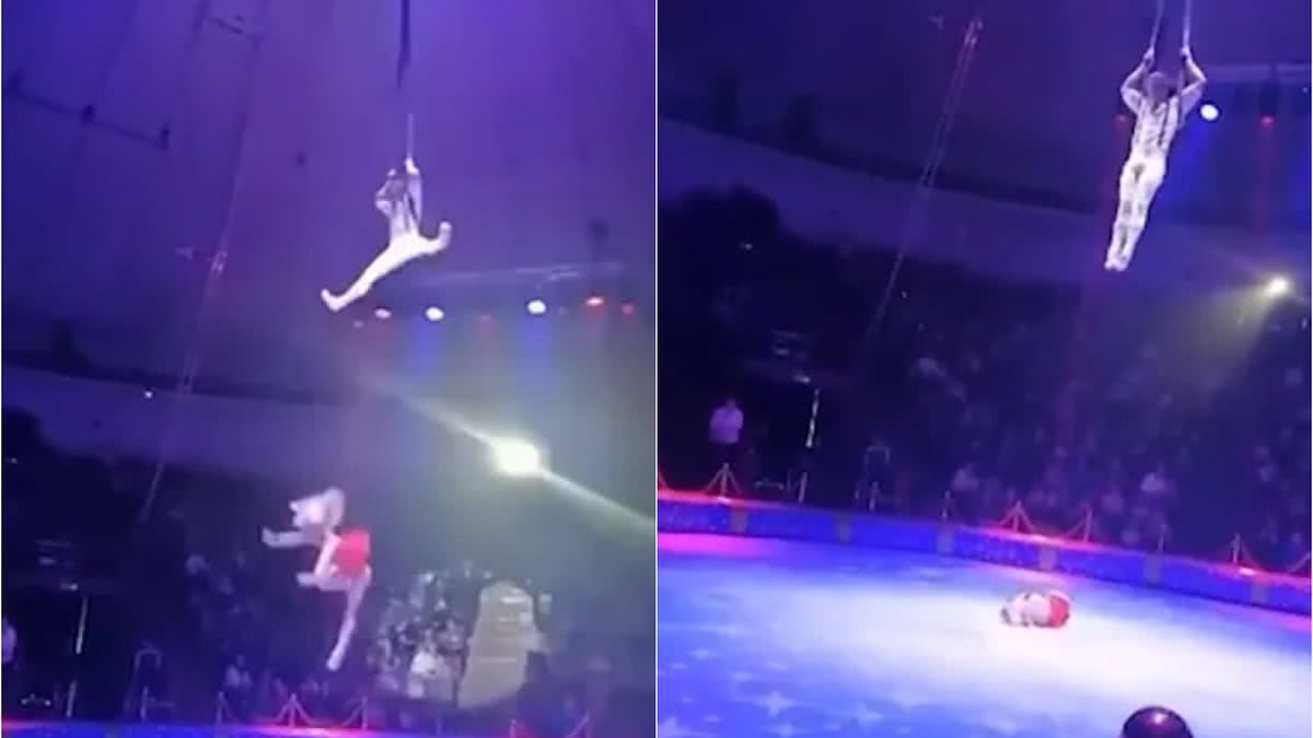 VÍDEO: Acrobata erra coreografia e despenca de altura de 6 metros em circo
