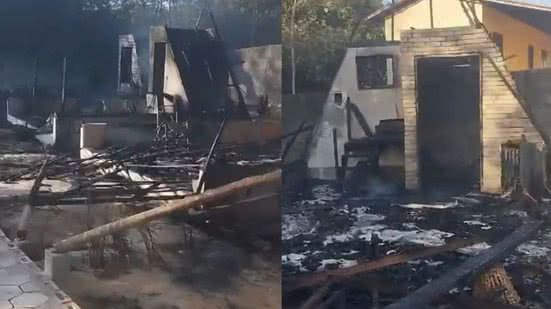 Segundo o Corpo de Bombeiros, o fogo se espalhou rapidamente pela quantidade de palhas e madeiras que estavam no local - Divulgação/Redes Sociais