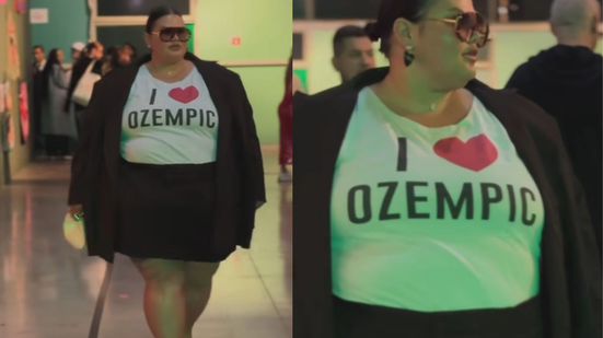 Influenciadora chama a atenção ao aparecer usando frase com camisa sobre Ozempic em SPFW - Instagram/@thaiscarla