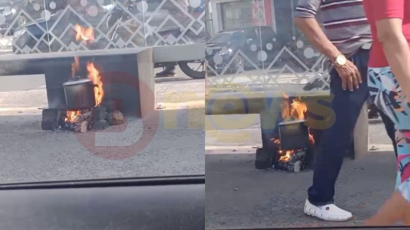 Que perigo! Fogão improvisado chama atenção atrás de ponto de ônibus em Salvador\u003B veja vídeo
