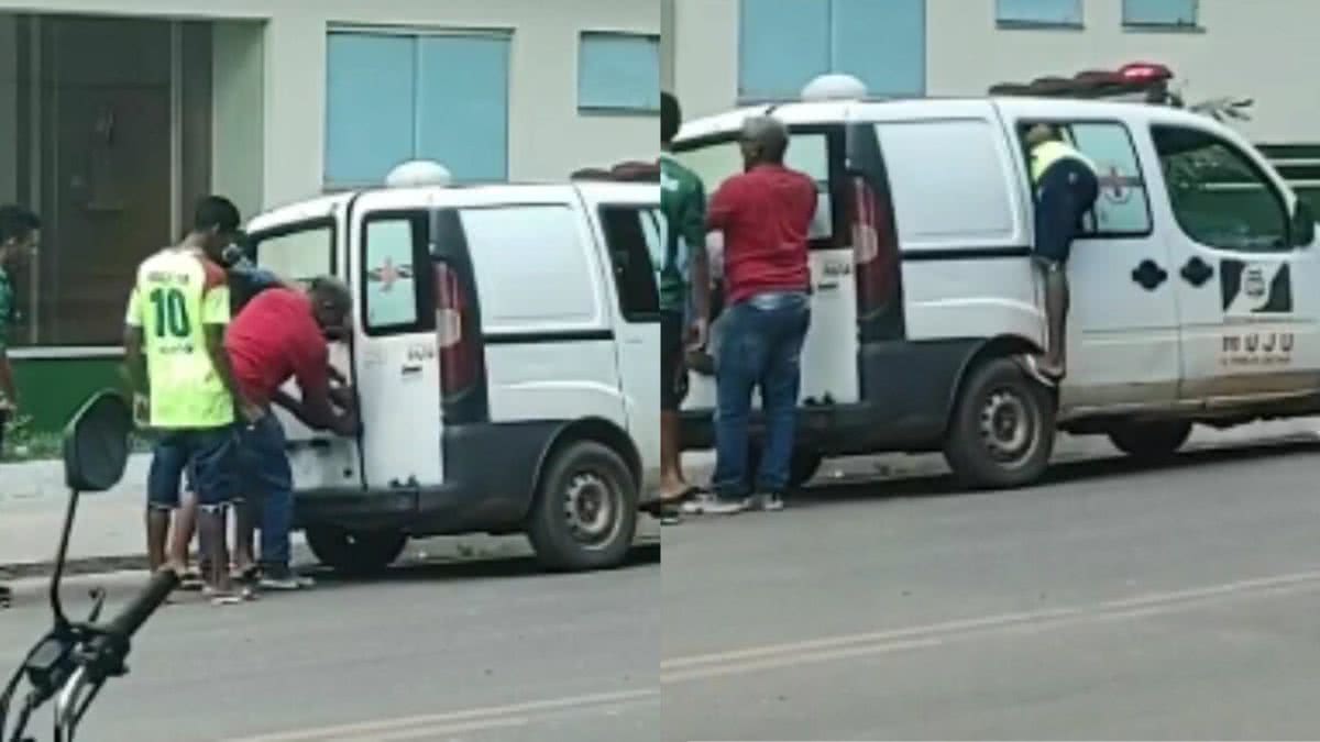 VÍDEO: Mulher grávida e acompanhante ficam presas em ambulância após porta  emperrar