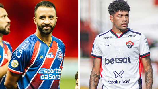 Bahia e Vitória com seus atuais patrocinadores máster na temporada - Letícia Martins/EC Bahia e Victor Ferreira/EC Vitória
