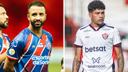 Bahia e Vitória com seus atuais patrocinadores máster na temporada - Letícia Martins/EC Bahia e Victor Ferreira/EC Vitória