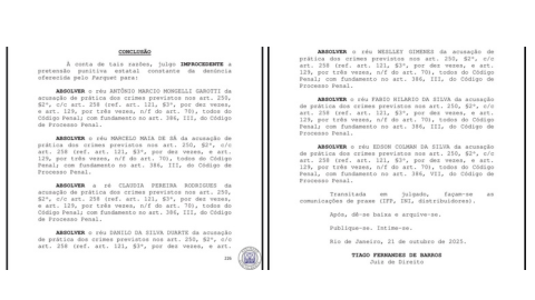 Réus absolvidos em processo do Ninho do Urubu