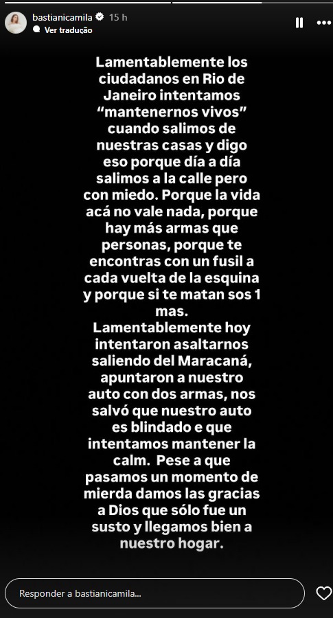 “A vida aqui não vale nada”, diz esposa de Arrascaeta após assalto