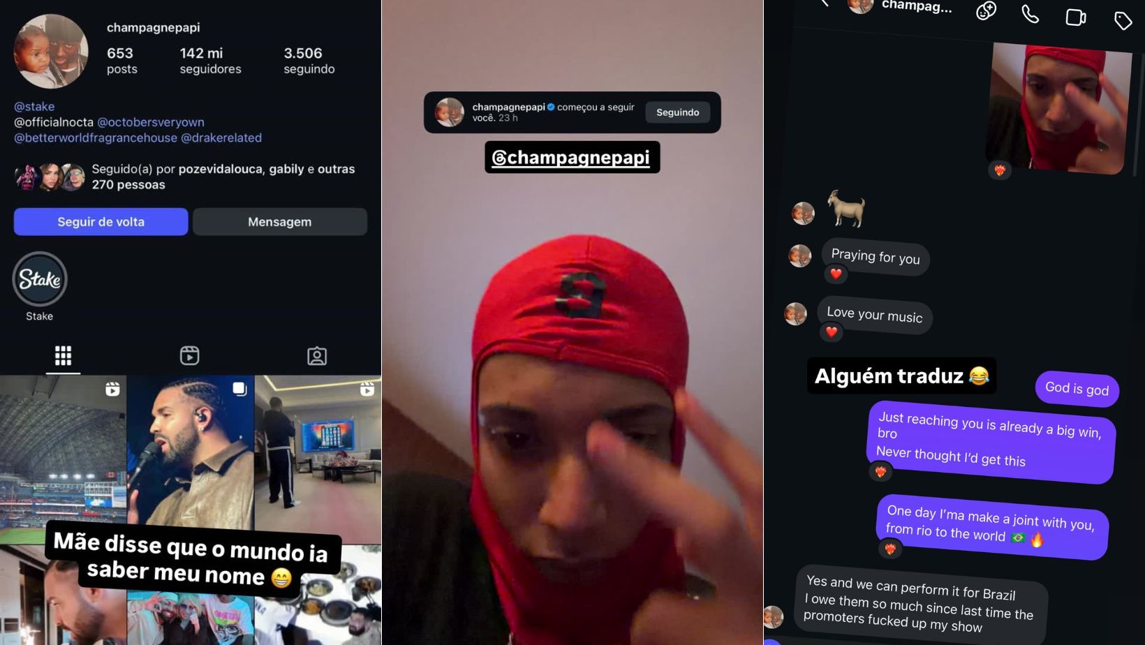 troca de mensagem oruam e drake