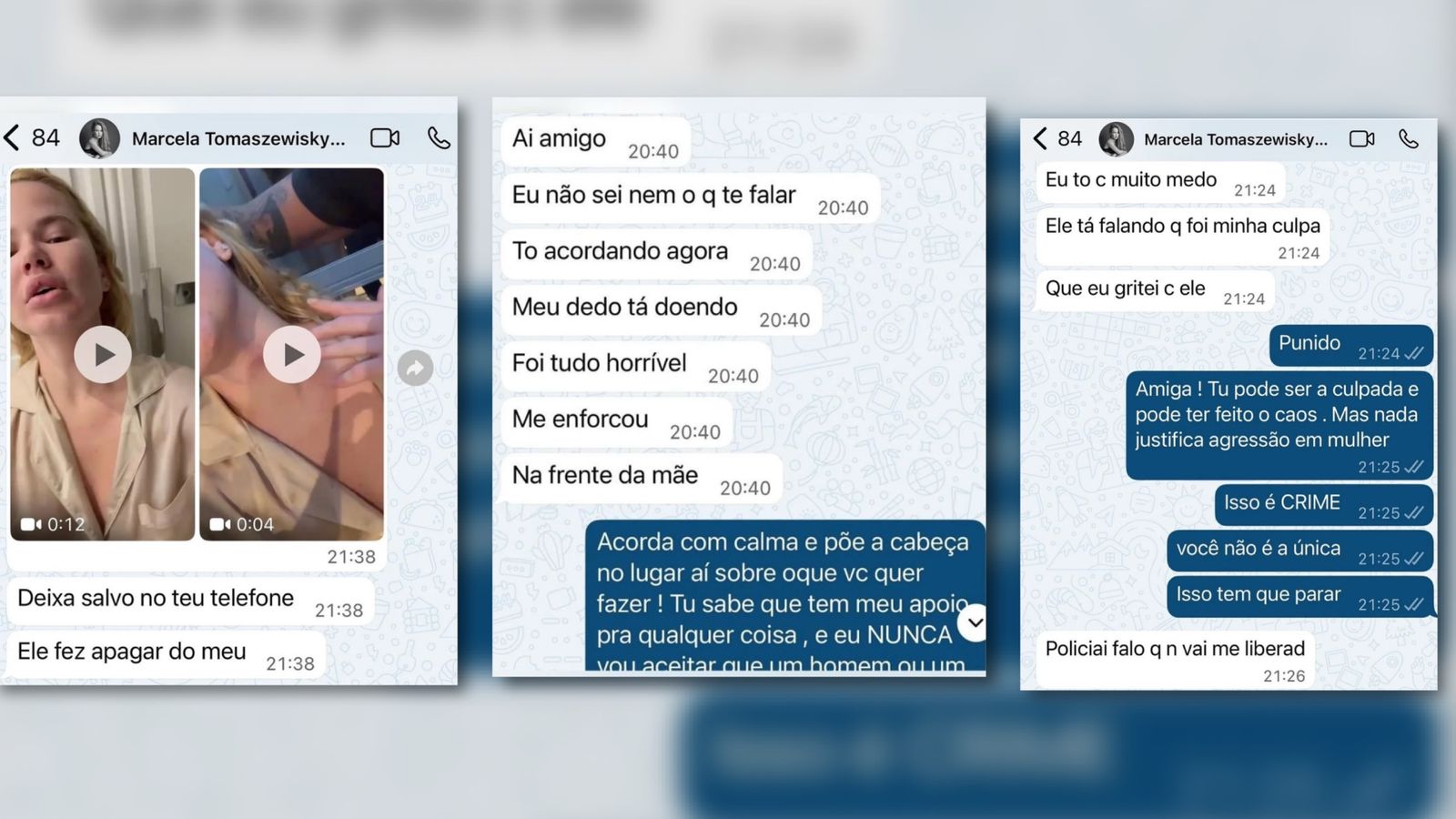 Prints das conversas