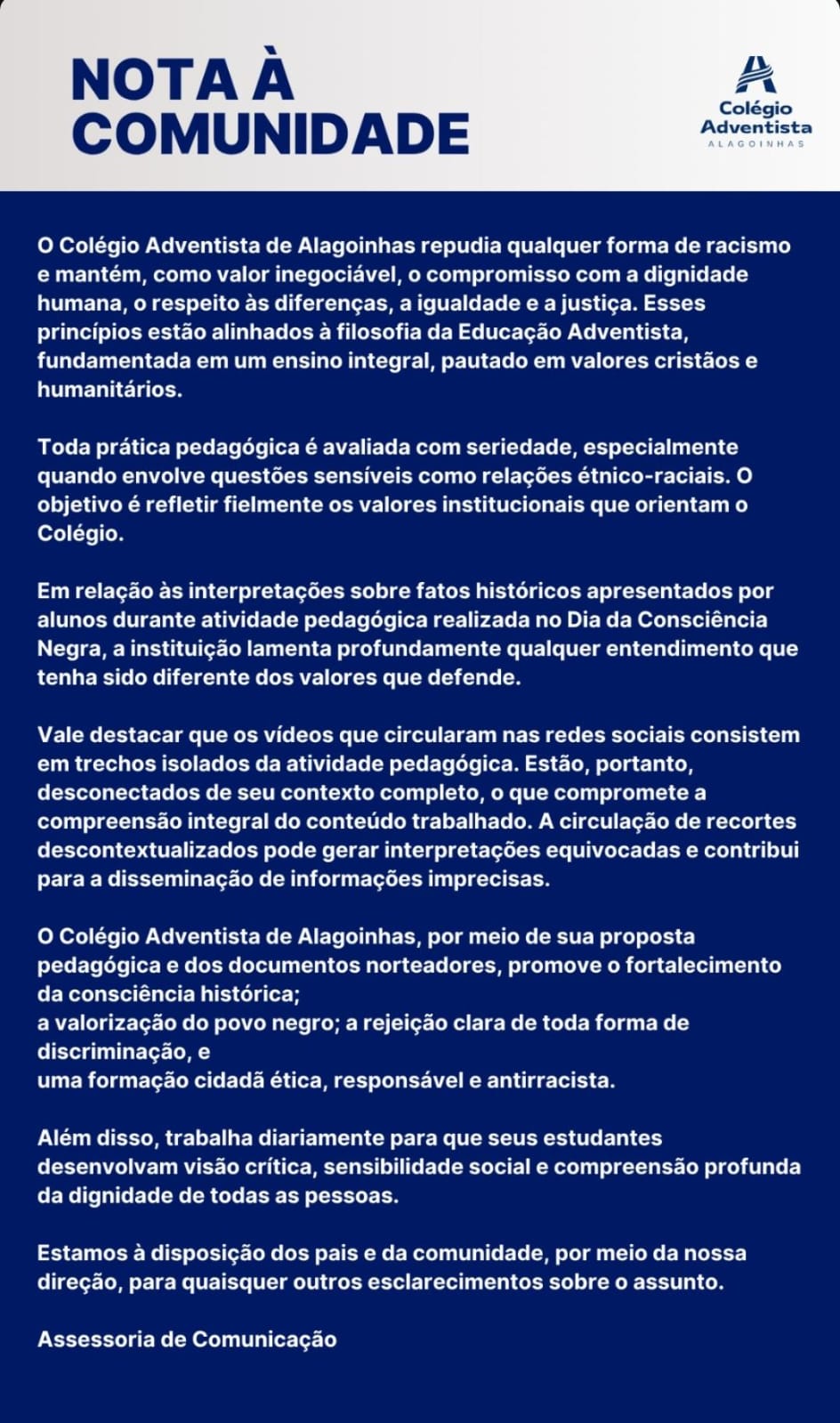 Divulgação | Colégio Adventista de Alagoinhas