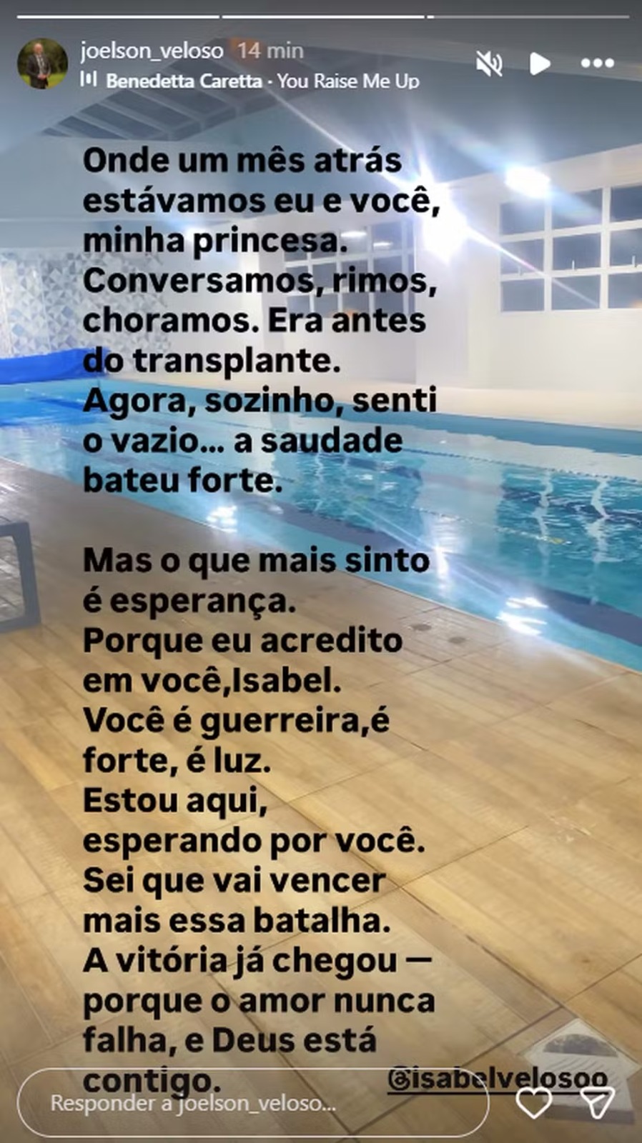 Pai de Isabel Veloso — Foto: Reprodução/Instagram