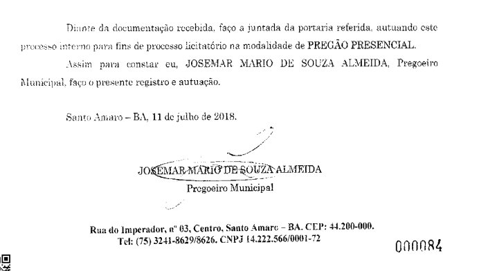 Abertura do processo de licitação