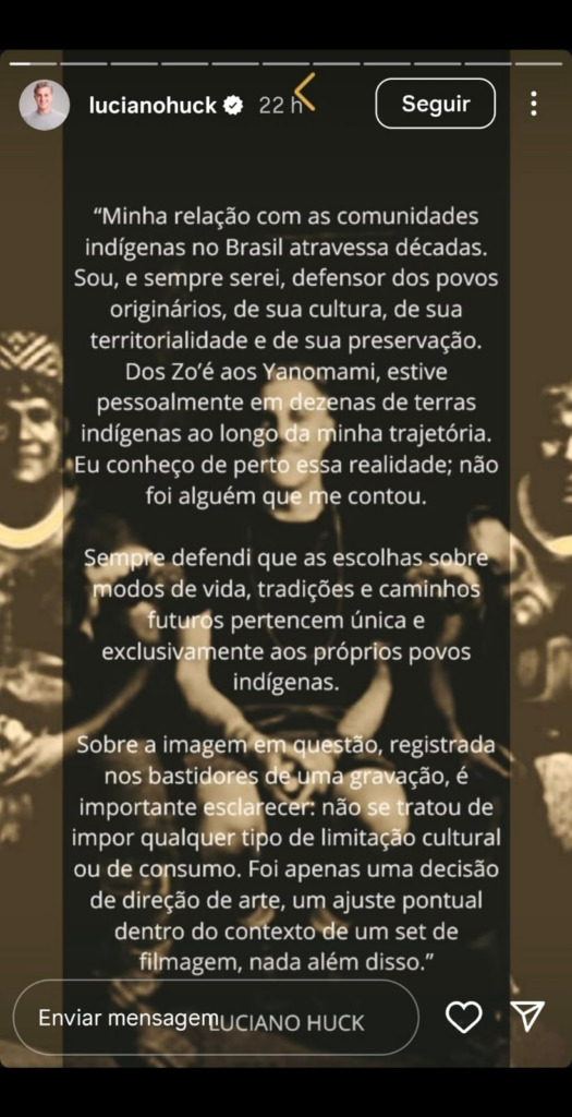 pronunciamento luciano huck