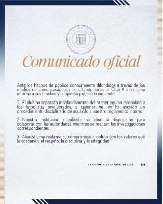 Divulgação / Alianza Lima