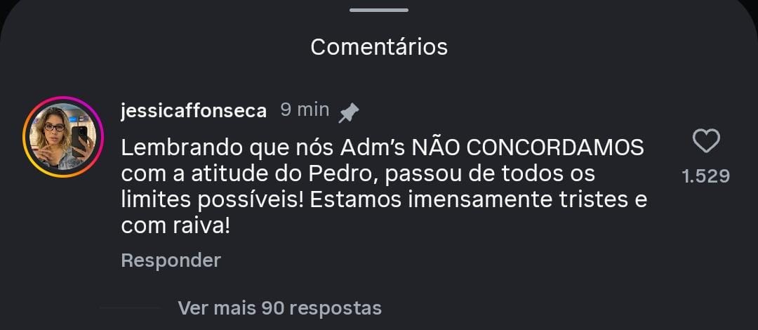 Comebtário no instagram