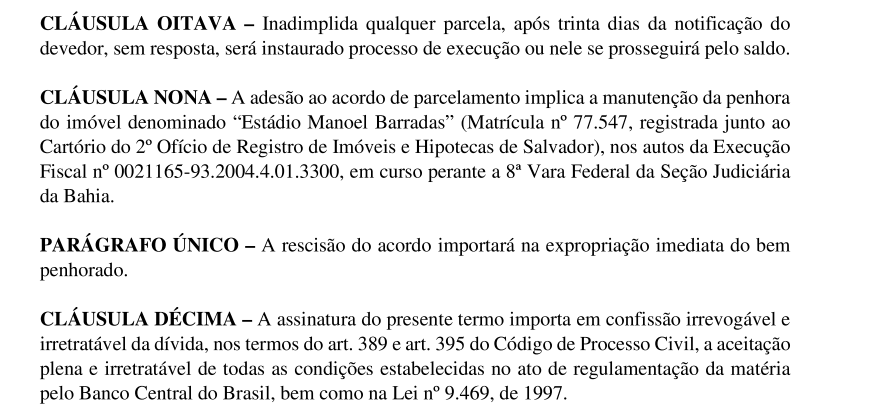 Veja o trecho do acordo