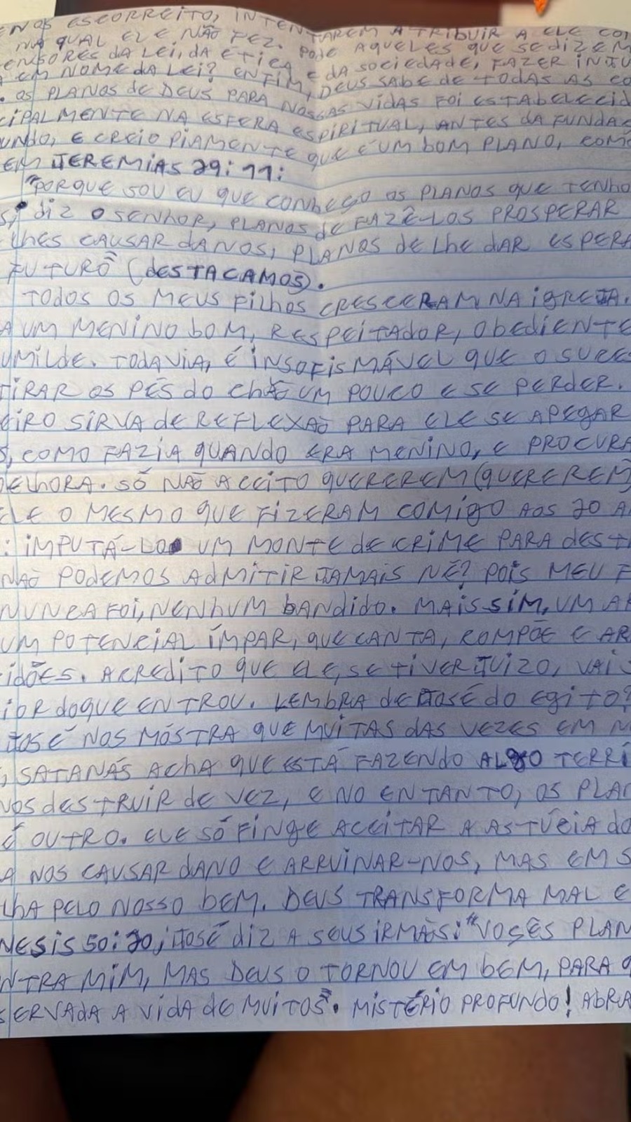 Trecho da carta de Marcinho VP a seu advogado — Foto: Reprodução