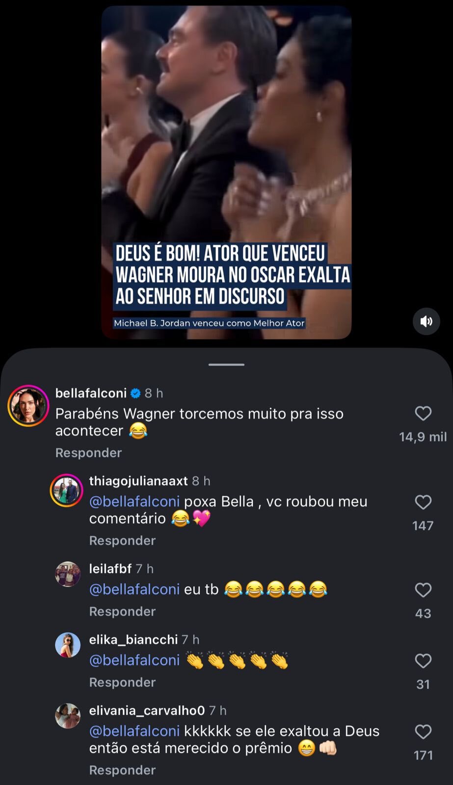 comentario bella falconi wagner moura oscar