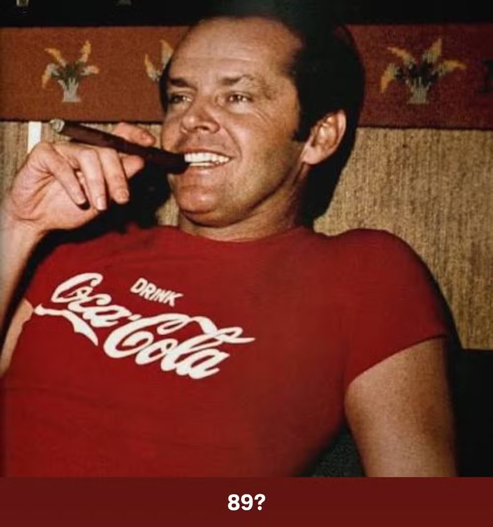 Jack Nicholson em foto antiga publicada pela filha Lorraine Nicholson — Foto: Reprodução/Instagram