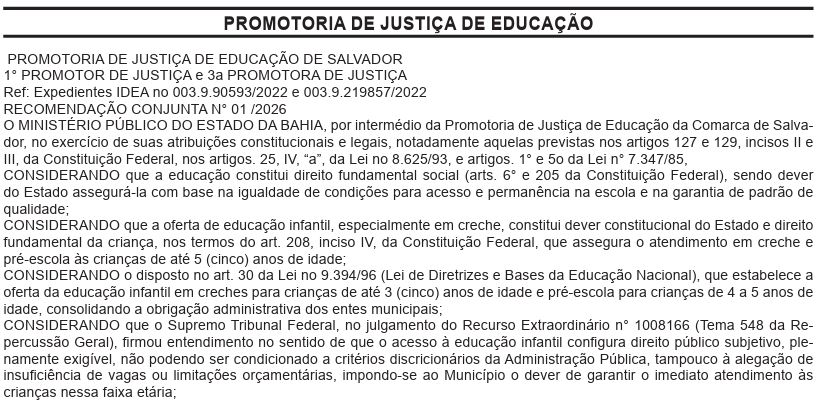 Recomendação MP-BA