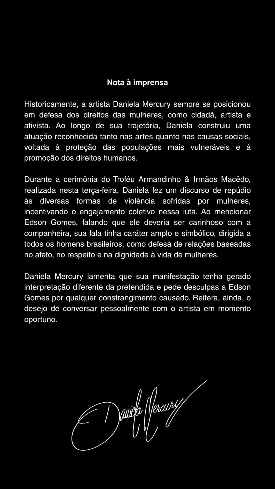 nota de daniela mercury