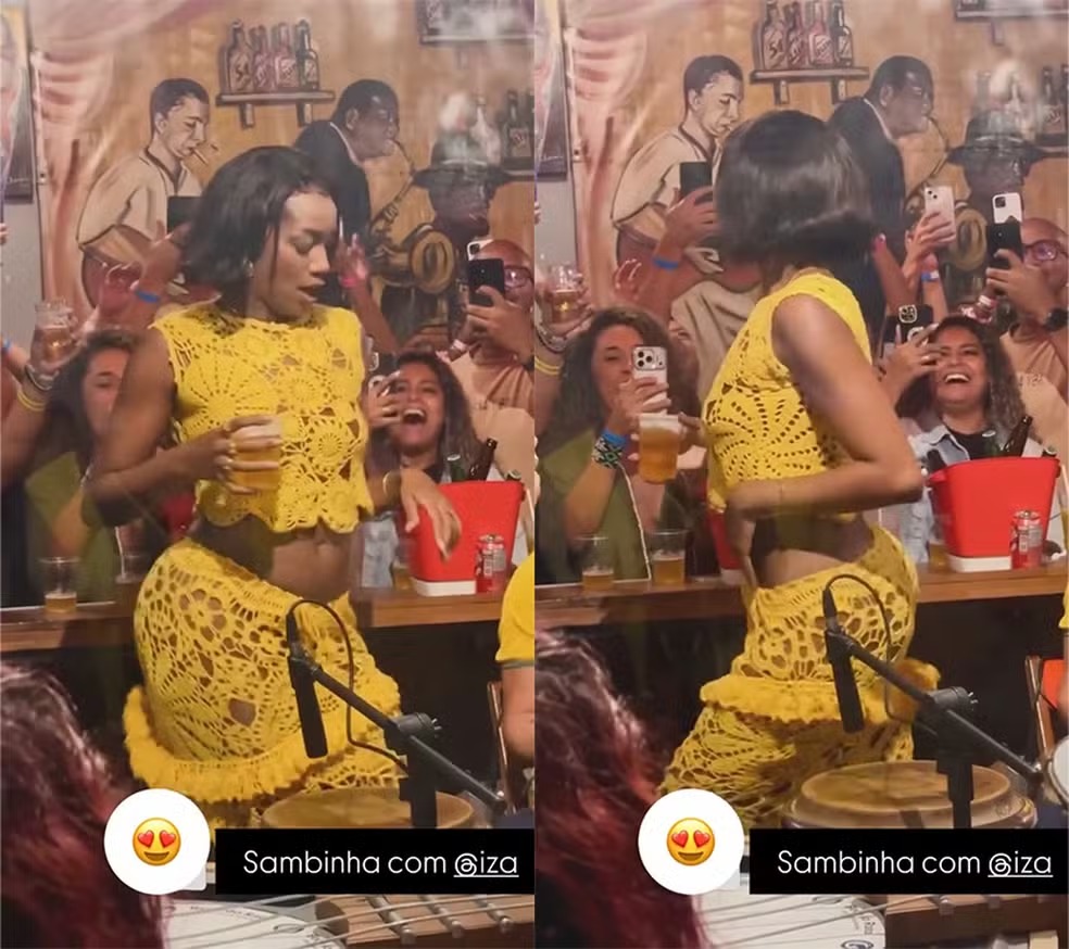 Iza curte roda de samba em bar do Rio de Janeiro