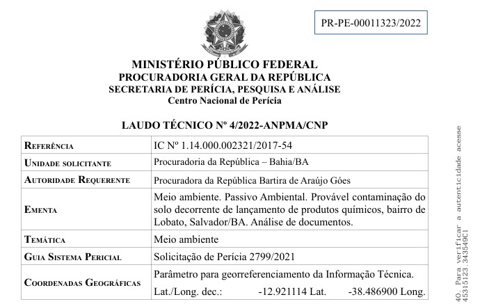 Laudo/Perícia MPF