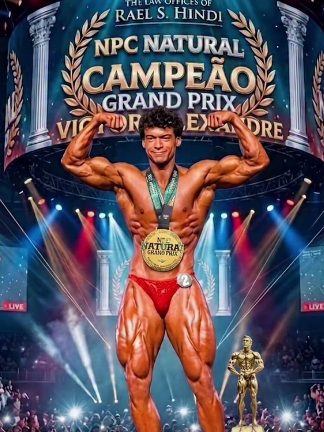 Victor Alexandre em competição de fisiculturismo