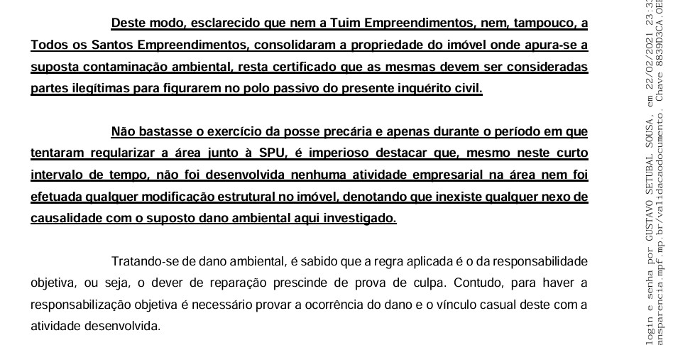 Alegações da "Todos os Santos"