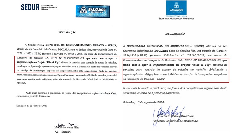 Declarações SEDUR e SEMOB