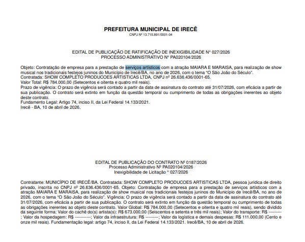 Diário Oficial do Município Irecê