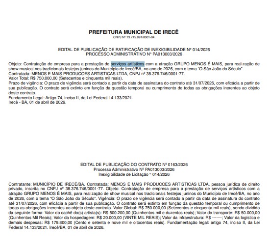Diário Oficial do Município Irecê