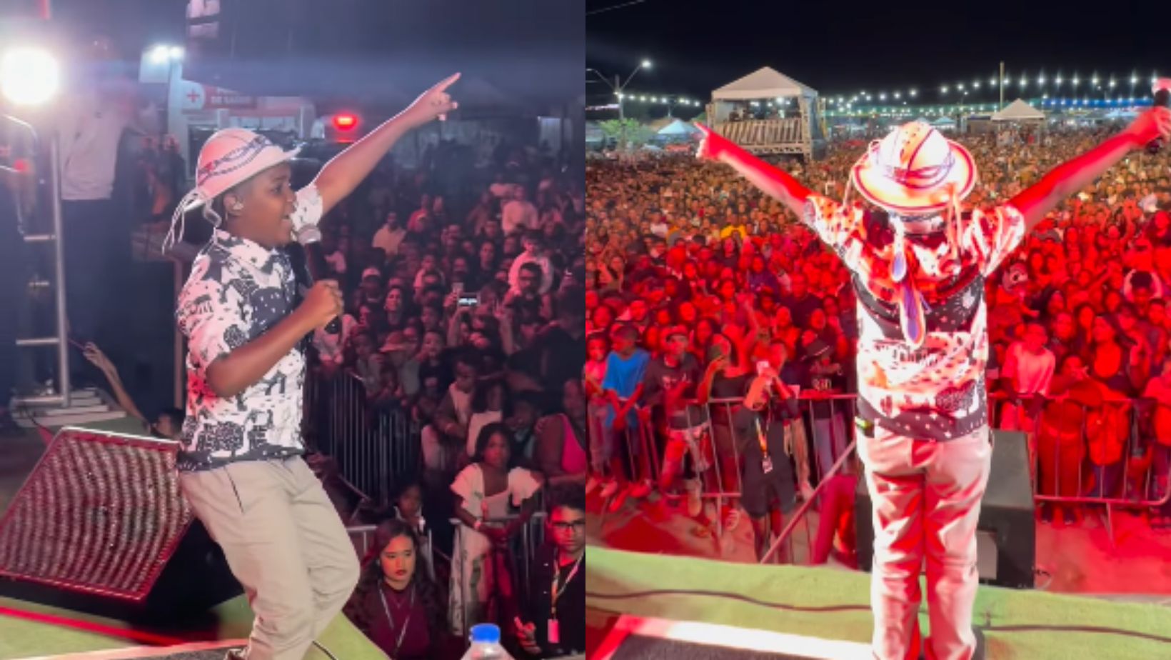 Cantor Mirim é atingido no rosto por lata durante show em interior da Bahia; veja momento