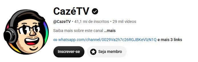 Print que registra o número de inscritos na CazéTV