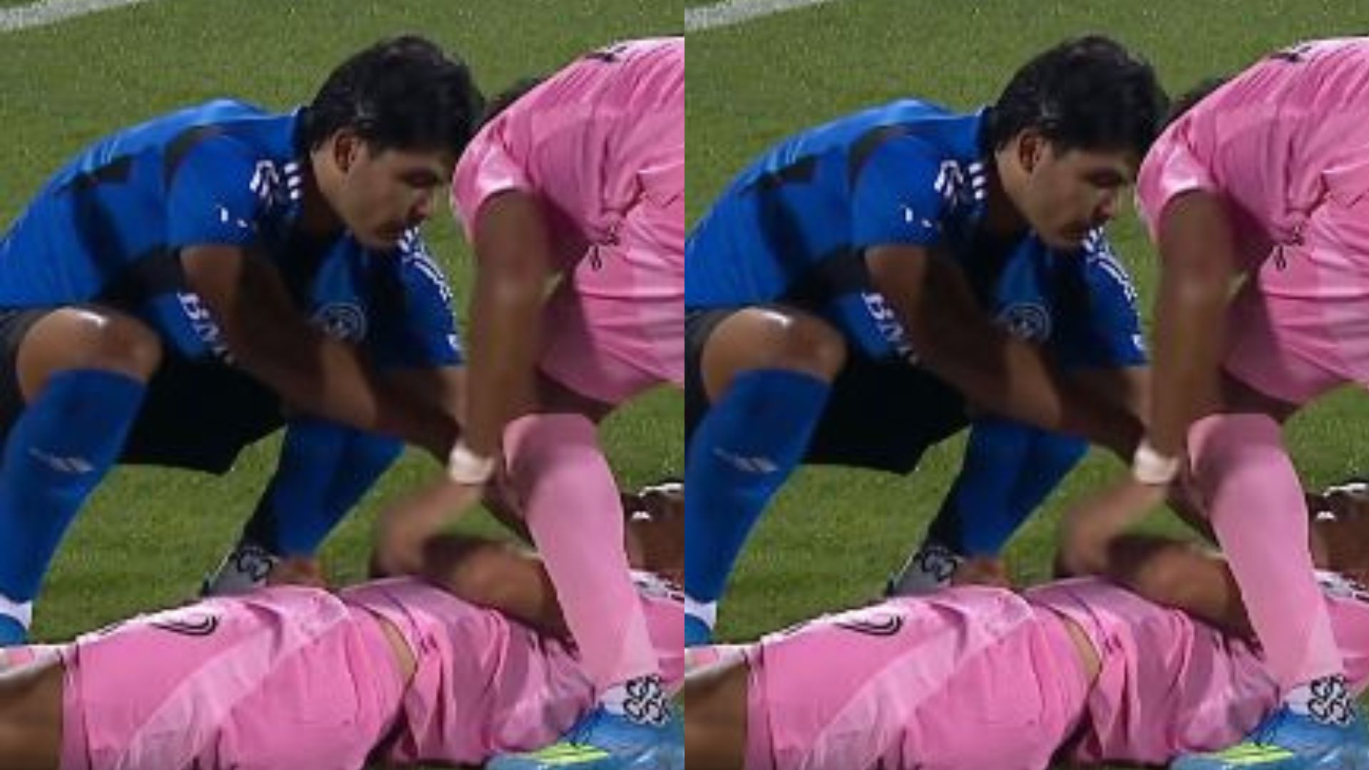 IMAGENS FORTES! Em estreia de Casemiro no Inter Miami, companheiro de Messi tem choque de cabeça e sai de ambulância