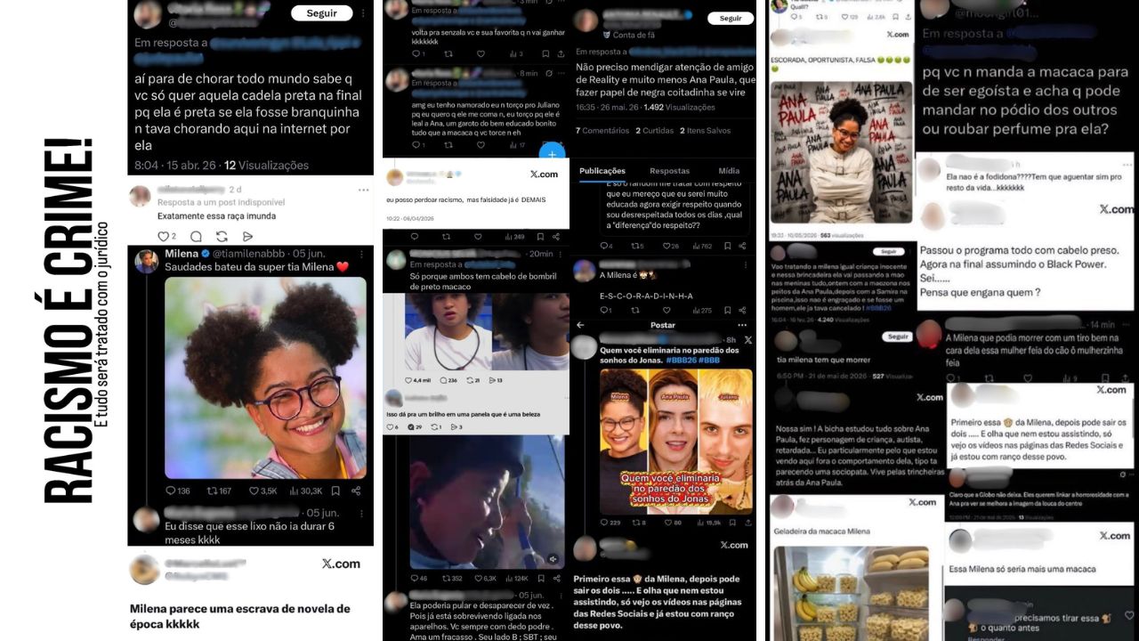 Foto: Milena é vítima de racismo | Reprodução: redes sociais