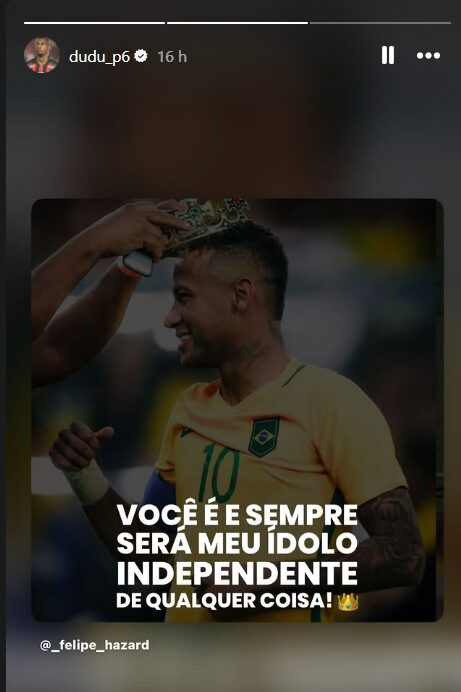 Print de publicação no story do Instagram do jogador do Vitória, Dudu