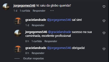 Interaçaõ entre gabriela e internauta