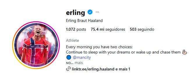 print dos seguidores de haaland no instagram