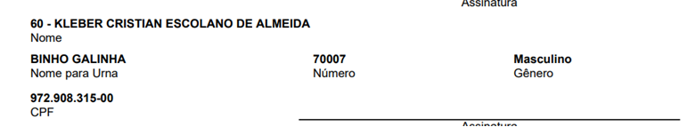 Ficha de Binho Galinha