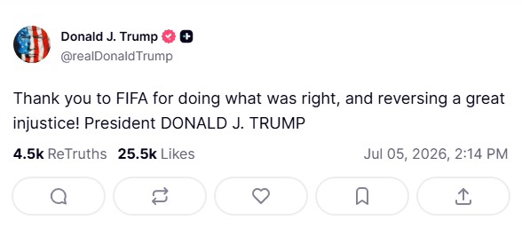 Mensagem de trump