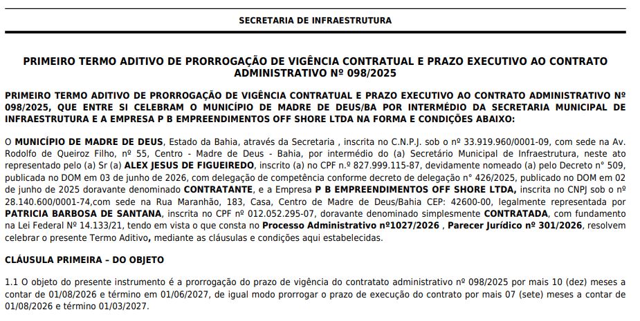 Termo Aditivo do contrato