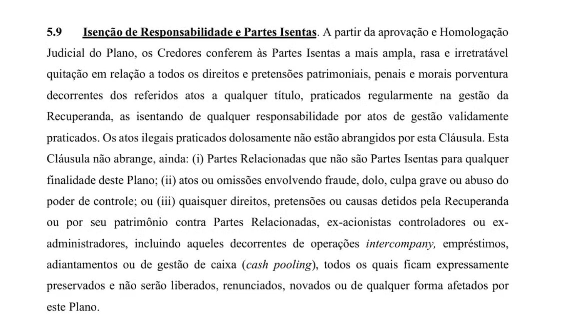 Cláusula atualizada no plano de recuperação judicial da SAF Botafogo — Foto: Reprodução