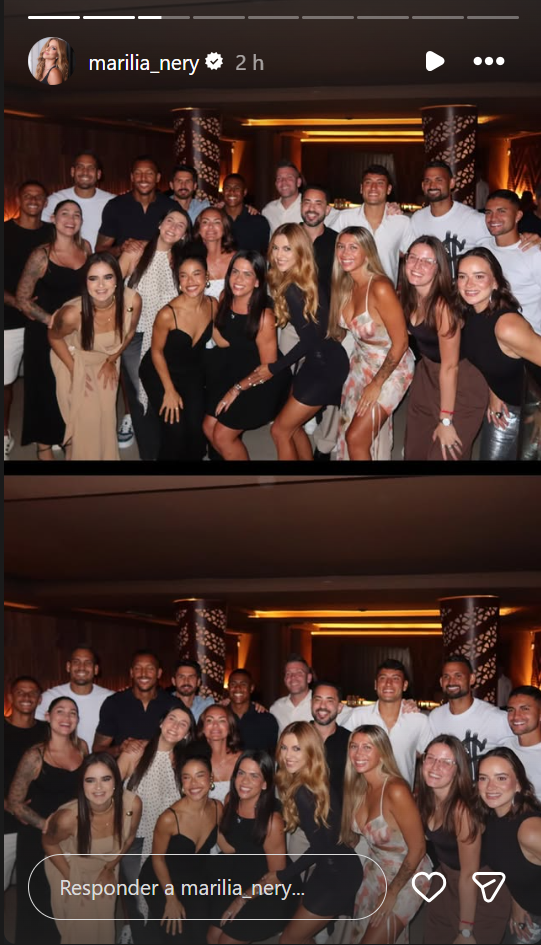 Jogadores do Bahia se reuniram com as esposas após a vitória no último Ba-Vi de 2026 — Foto: Reprodução/Instagram/@marilianery