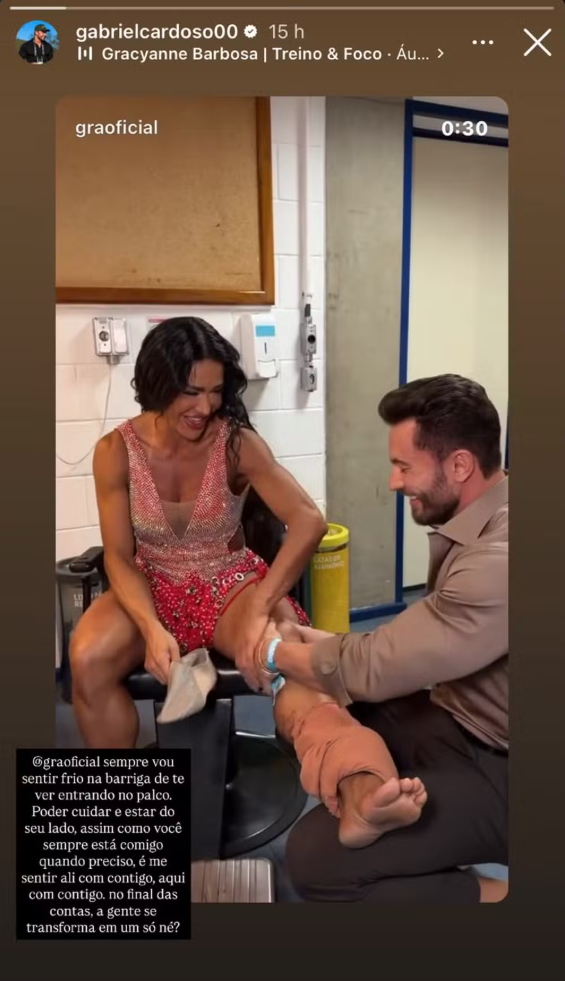 Gabriel Cardoso retribuiu declaração de Gracyanne Barbosa e destacou parceria com a namorada: “A gente se transforma em um só” — Foto: Reprodução/Instagram