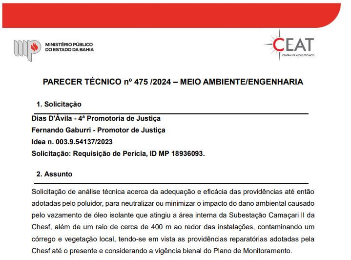 Parecer CEAT/MP-BA