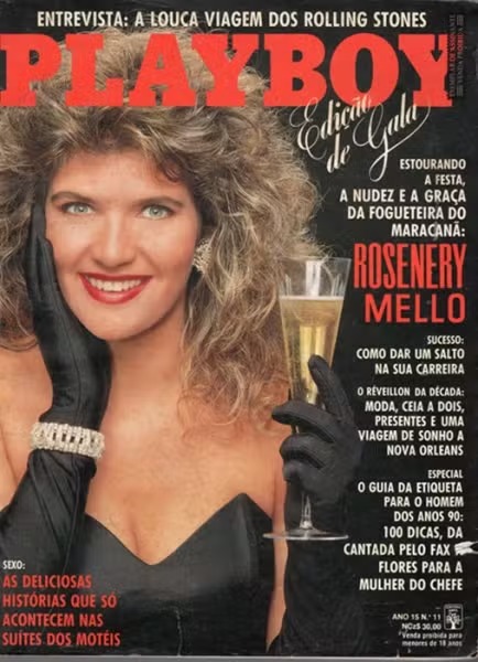 Rosenery Mello na capa da "Playboy" em novembro de 1989