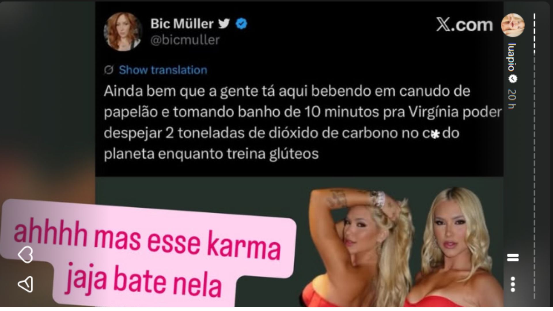 Luana Piovani se revolta com atitude de Virginia e dispara: "Karma já já bate nela” - Foto: Instagram