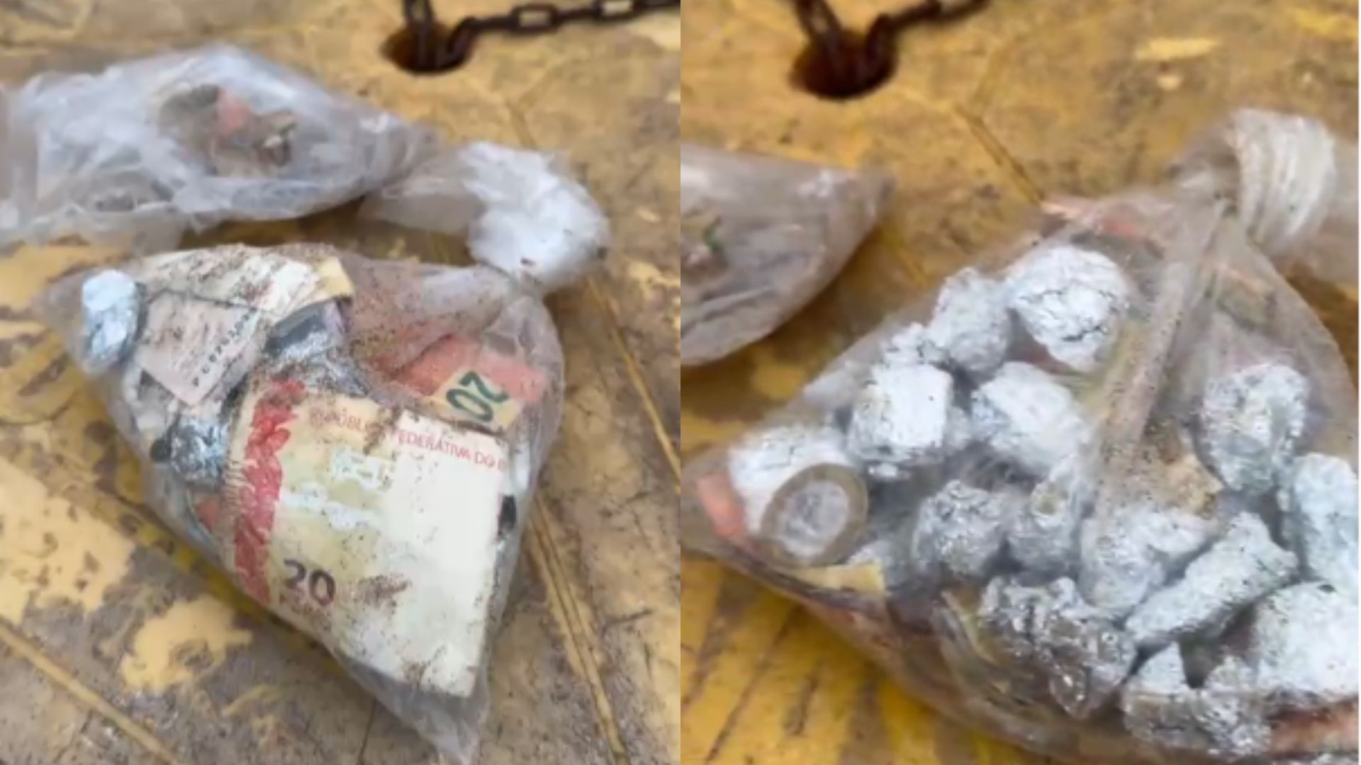 Drogas e dinheiro são encontrados enterrados na areia durante ação policial em Itapuã - Divulgação/Policia Militar